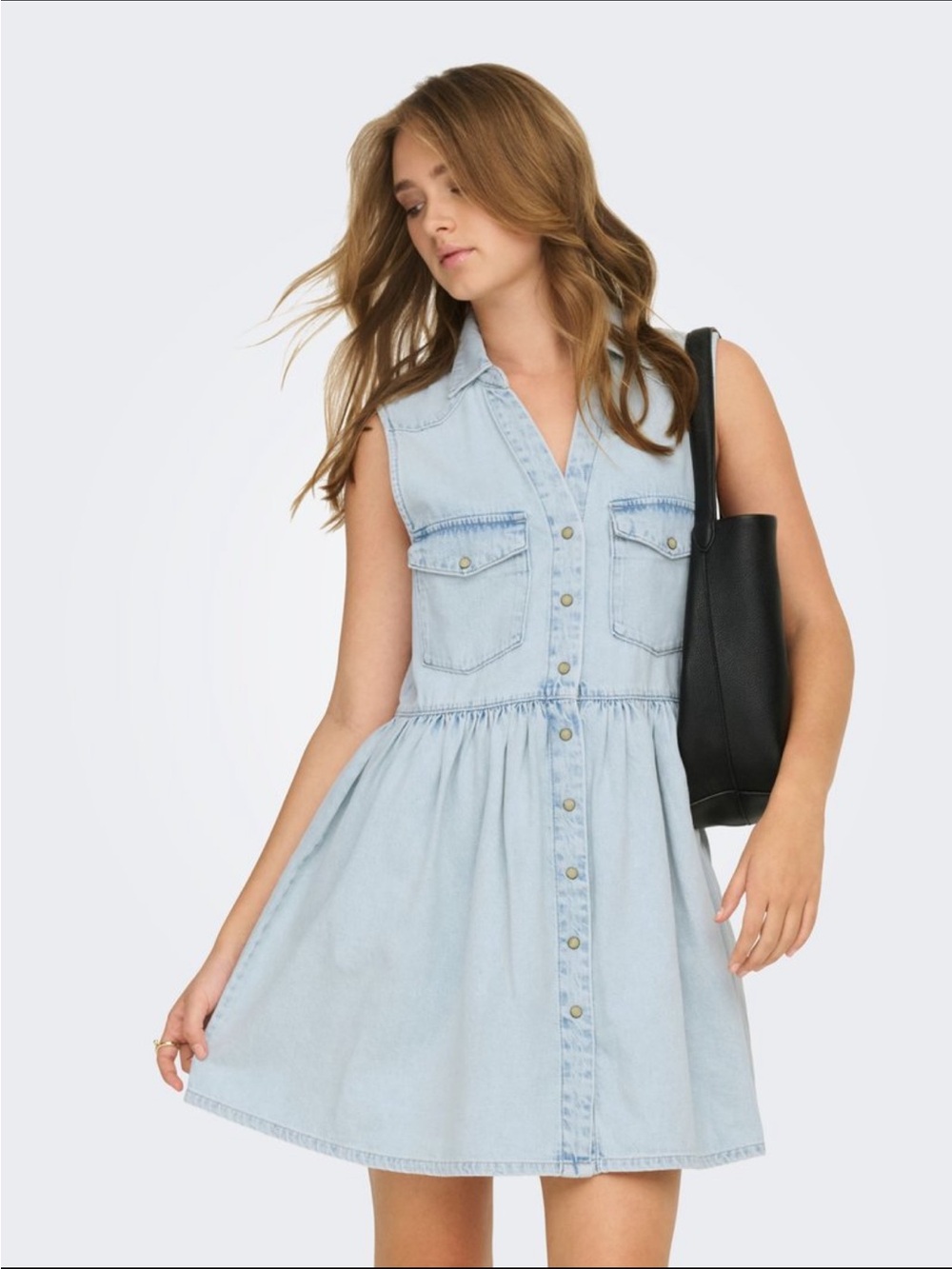 ONLY ONLCYRUS Light Blue Denim Sleeveless Dress – XS – NWT